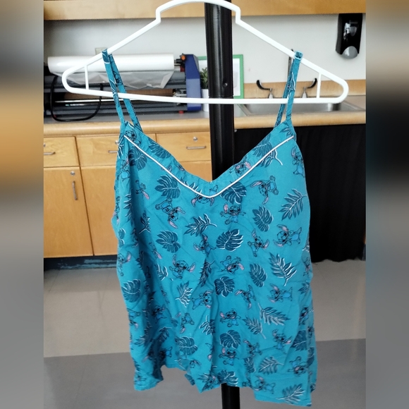 Disney  LILO AND STITCH Teal Blue PJ Pajama Night Sleep Wear Shirt Tank Top Girl - Picture 2 of 10